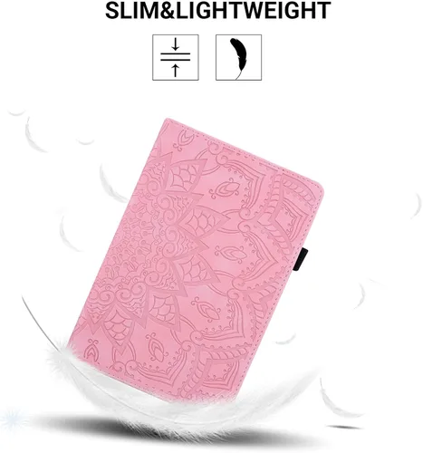Vista 3 de Dteck Funda para iPad mini 5/4/3/2/1 - [Diseño de flores en relieve] Funda tipo folio clásica