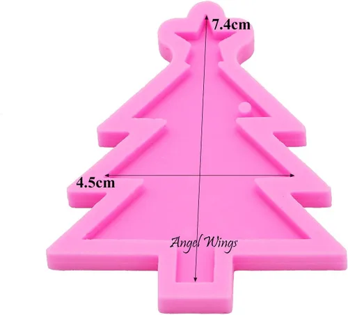 Vista 2 de Moldes de resina con forma de árboles de Navidad superbrillantes, molde de resina de silicona, molde colgante de decoración de Navidad