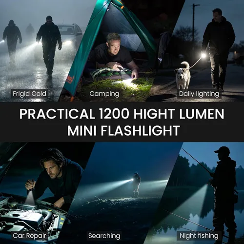 Vista 9 de ULTRAFIRE Mini linterna de un solo modo con funda, 1200 lúmenes de alto lumen zoomable linterna LED de mano linterna de servicio con funda