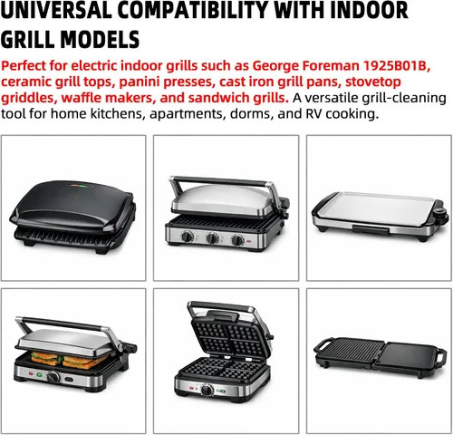 Vista 4 de TonGass Rascador de parrilla de bambú con cabeza de acero inoxidable compatible con George Foreman 1925B01B Espátula de parrilla para George Foreman