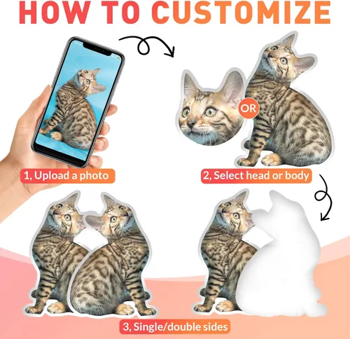 Vista 5 de Almohadas personalizadas con imagen, almohada facial personalizada para perros y gatos, regalos personalizados para cumpleaños para mujeres, hombres