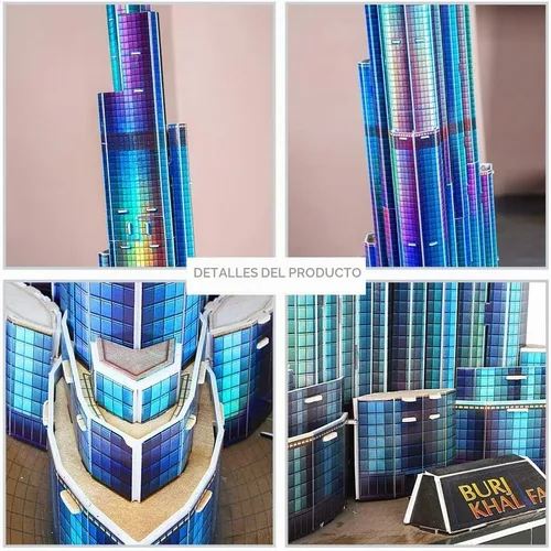 Vista 6 de CubicFun Rompecabezas 3D LED Dubai Burj Khalifa 57.5" H Kits de Modelos de Edificios de Arquitectura para Adultos, Decoración de Recuerdo y Regalos
