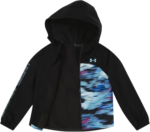 Vista 3 de Under Armour Cortavientos para niñas, chaqueta con cremallera, repelente al agua y resistente al viento