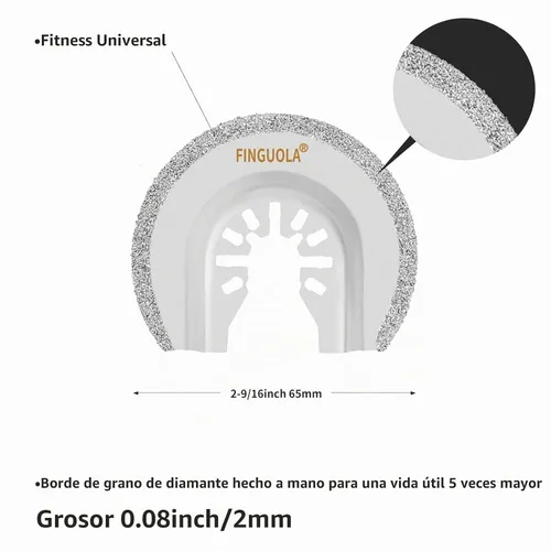 Vista 4 de Cuchillas de herramientas oscilantes, 4 cuchillas de carburo de diamante para eliminación de lechada y corte de azulejos suaves, segmento de dedo