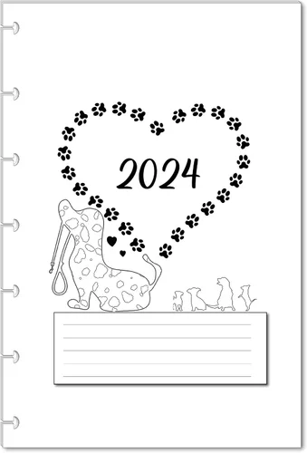 Vista 12 de Calendario mensual 2024 de repuesto para mini planificadores Happy de 7 discos, y mini cápsula NOTIQ (S6) (4.5 x 7 pulgadas) (gato)