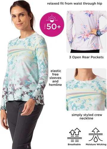 Vista 4 de Terry Soleil - Camiseta de ciclismo para mujer, manga larga, ajuste relajado, UPF 50+, para mujer, tallas regulares y grandes