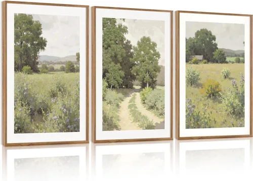 Vista 10 de CHDITB Juego de arte abstracto en lienzo enmarcado moderno para pared, ilustraciones contemporáneas para decoración del hogar, pintura de pared