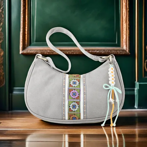 Vista 2 de Bolso Hobo para mujer, mini bolso de hombro de tela