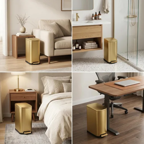 Vista 7 de SYNCVIBE Bote de basura Gold 28