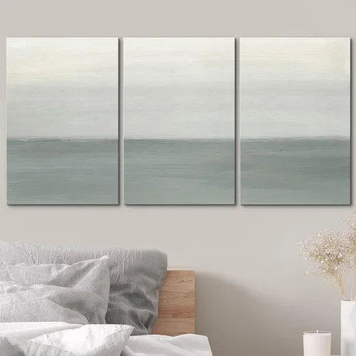 Vista 256 de wall26 Lienzo enmarcado para pared, juego de arte de acuarela pastel, paisaje rural, ilustraciones con formas abstractas, arte moderno, decorativo