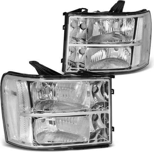 Vista 8 de DNA MOTORING Juego de ensamble de faros compatible con GMC Sierra 1500 de 2007-2013/Sierra 2500 HD y 3500 HD de 2014, Negro/Transparente, Negro Claro