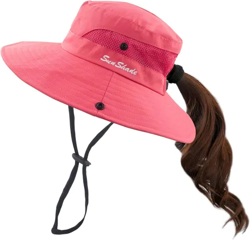 Vista 15 de Muryobao - Gorro de pesca para mujer, protección UV, plegable, con borde ancho