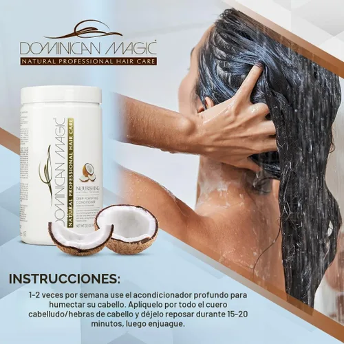 Vista 5 de DOMINICAN MAGIC Acondicionadores nutritivos para fortalecer profundamente, acondicionador de coco para reparación e hidratación intensivas