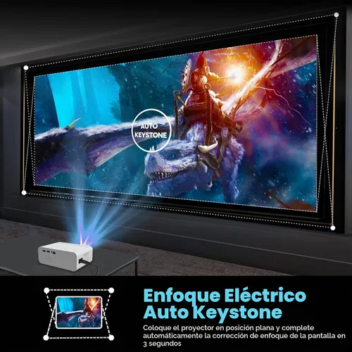 Vista 4 de Mini proyector de enfoque eléctrico con WiFi 5G y Bluetooth, compatible con proyector de video inteligente FHD 1080P, proyector de película portátil