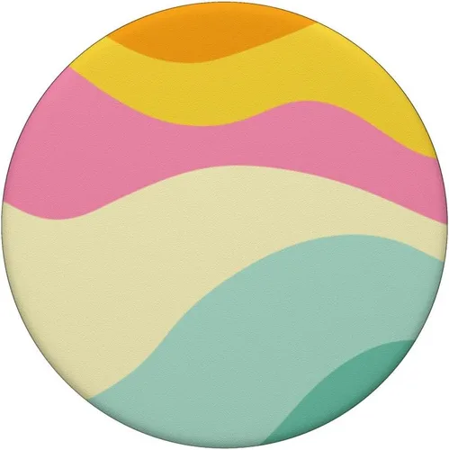Vista 3 de Retro Waves Swirls Pastel Rainbow Rayas Onduladas de los años 70 PopSockets Estético PopGrip Estándar