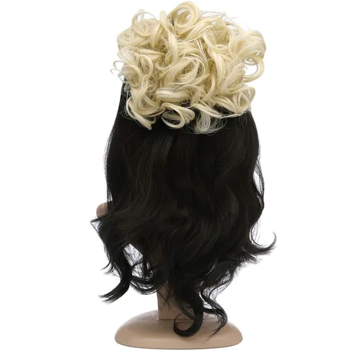 Vista 5 de Extensiones de moño de cabello rizado desordenado, moño updo, chignons fáciles de estirar, extensiones de cola de caballo