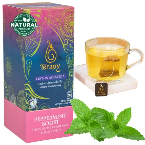 Vista 13 de Térapy Té de Manzanilla de Ceilán Bolsas de té de hierbas orgánicas USDA Ingredientes ayurvédicos 100% naturales incluyendo manzanilla orgánica