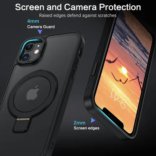 Vista 8 de Telaso Magnético para Funda de iPhone 12 Mini, Compatible con Magsafe con Soporte de Anillo Magnético, Funda Protectora de Grado Militar con Parte