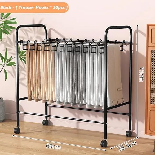Vista 2 de Slide Out Pants Rack Closet Hanger Bar Pull Trousers Tie Belts Scarf Racks Top Mounted Wardrobe Clothes for Closet Retractable,Space-Saving Rolling