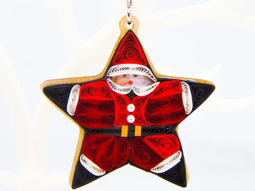 Vista 7 de Árbol de Navidad, decoración del hogar, decoración navideña, adorno hecho a mano, ornamento quilled, bolso, mochila, bolso, teléfono móvil