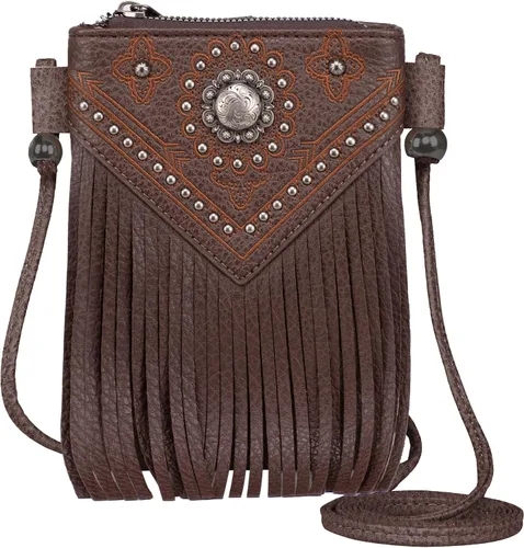 Vista 16 de Montana West Bolsos pequeños cruzados para mujeres estilo occidental con monedero para teléfono celular Aa-negro.