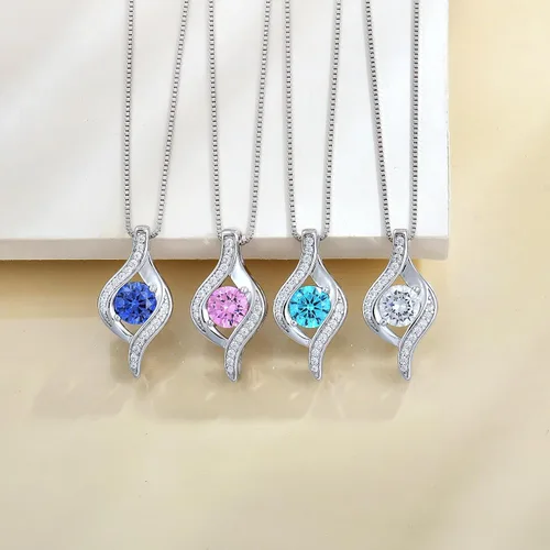 Vista 4 de YL Collar de ojos de plata de ley 925 con colgante de diamante bailarín para mujer