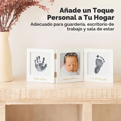 Vista 7 de KeaBabies Kit de huellas de manos y huellas para bebé sin tinta para recién Blanco/Dorado