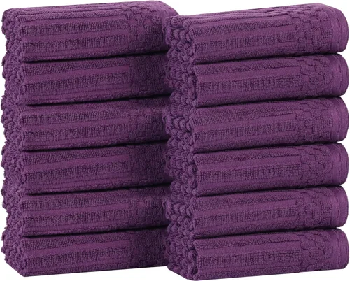 Vista 119 de Superior Juego de 6 toallas de algodón sólido y acanalado, toallas de cara de 13 x 13 pulgadas, toallas de mano de 16 x 28 pulgadas, toallas de baño