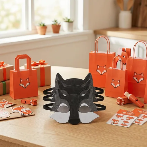 Vista 10 de Toyvian 3 máscaras de lobo de fieltro de animales de media cara máscara de disfraz decoración de disfraces regalos de fiesta para niños que usan gris