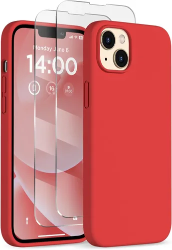 Vista 12 de Funda de silicona diseñada para iPhone 14 Plus, con 2 protectores de pantalla, funda protectora de cuerpo completo a prueba de golpes, funda delgada