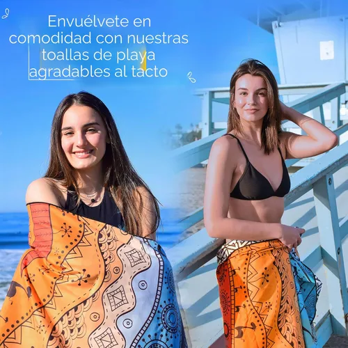 Vista 4 de ECCOSOPHY - Toalla de playa de microfibra a prueba de arena, de secado rápido, ligera, superabsorbente, perfecta para piscina, viajes, crucero y Aa