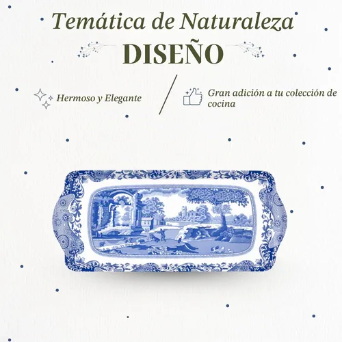 Vista 3 de Spode Blue Italian Collection - Bandeja para sándwiches (15.25 x 6.5 pulgadas), pieza rectangular de melamina con diseño de campo inspirado