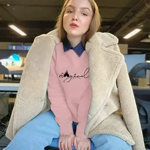 Vista 3 de UNIQUENOE - Sudaderas de manga corta para mujer, camiseta mágica para vacaciones familiares, diseño de castillo