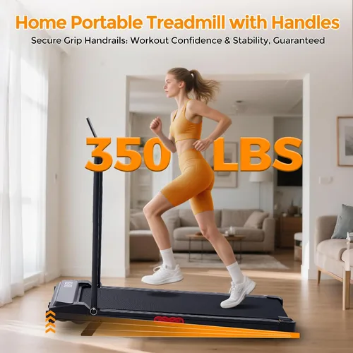 Vista 4 de KASSADIN Almohadilla para caminar con barra de asa, caminadora portátil con asas para el hogar pequeño, 3.0 HP debajo del escritorio, caminadora