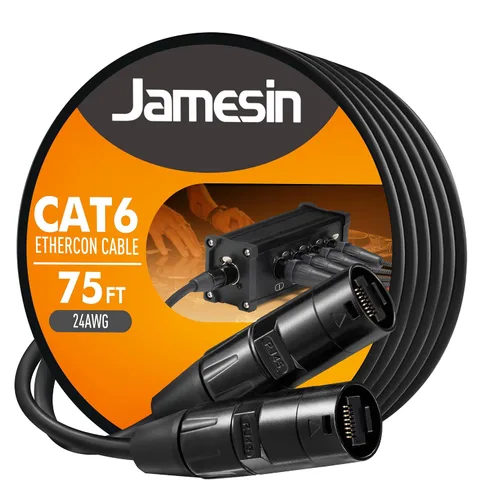 Vista 9 de Jamesin Cable Ethercon blindado CAT6, 15 pies, con Rj45 con arranque, Ethernet de bloqueo táctico y conectores Converta-Shell, para configuraciones