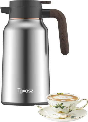 Vista 12 de Jarras de 34 onzas para líquidos calientes, de acero inoxidable, aisladas al vacío, jarras de café térmicas para mantener el calor, dispensador