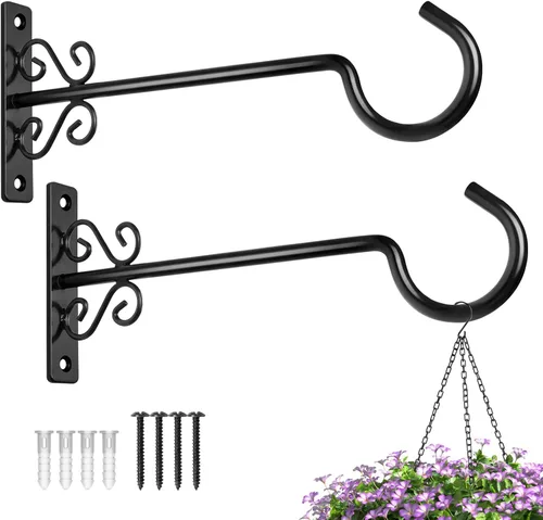 Vista 12 de BOLITE Colgadores de plantas, soportes colgantes de 6 pulgadas para plantas al aire libre o interior, ganchos de pared para colgar comederos