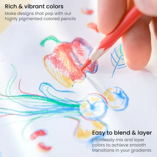 Vista 4 de ARTEZA Lápices de colores para adultos, 72 lápices de colores, lápices de dibujo triangulares para artistas, suministros de arte para ilustrar
