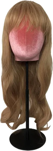 Vista 5 de Cabeza de maniquí femenina de terciopelo con base negra ajustable, para sombrero, peluca, aretes, bufandas, exhibición, sombrero, soporte de peluca