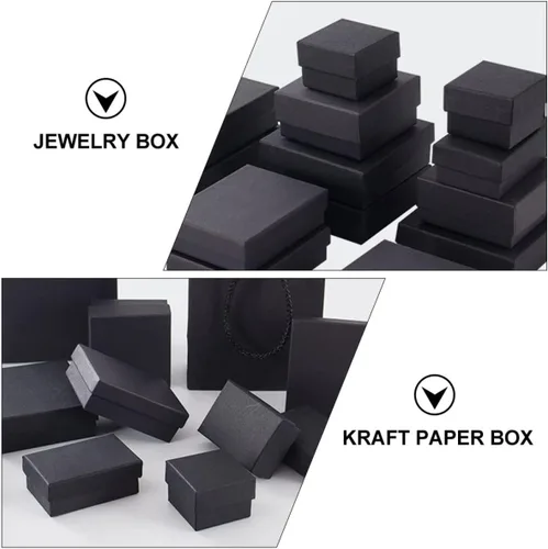 Vista 7 de EXCEART 96 piezas de collar de Kraft negro, caja de anillos de cartón, cajas de regalo de joyería, caja de joyería de cartón, caja de regalo