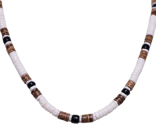 Vista 3 de BlueRica Collar de cuentas de concha de coco y puka (18")