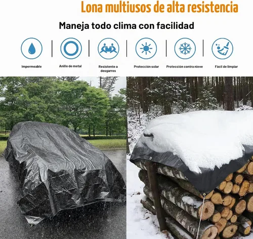 Vista 2 de TARPAL Lona impermeable de 4 x 4 pies (paquete de 2) lonas negras Negro