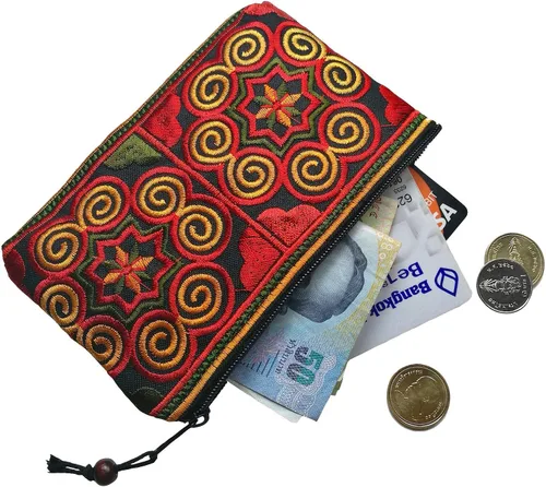 Vista 2 de Sabai Jai - Monedero hecho a mano - Pequeño bolso bordado Boho
