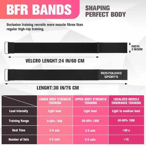 Vista 3 de Booty Bands for Working Out, Blood Flow Restriction Bands for Women/Men, Adjustable Velcro Occlusion Resistance Bands BFR Training Bands for Glutes