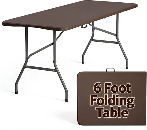 Vista 14 de Mesa Plegable de 4 Pies de Altura Ajustable con Asa Incorporada, Mesa Plegable Portátil de Servicio Pesado de 4 Pies con Patas de Acero