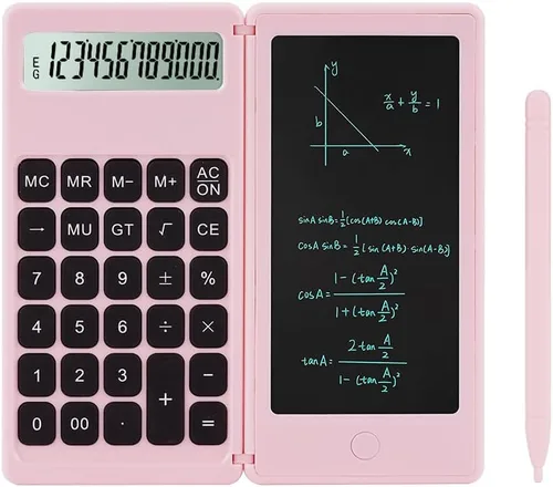 Vista 8 de Calculadora de escritorio, calculadoras pequeñas de escritorio con bloc de notas, calculadora básica de 4 funciones de botón grande, artículos Negro