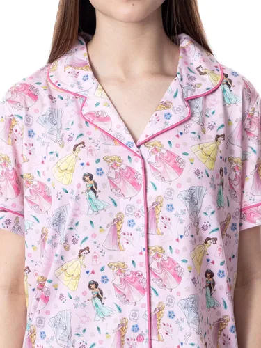 Vista 4 de Disney - Conjunto de pijama para mujer, diseño de princesas, Rosado