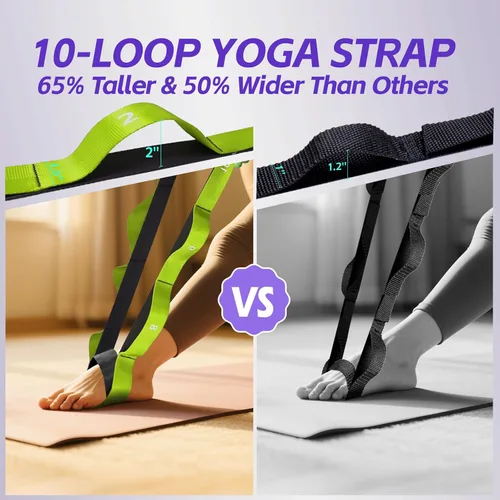Vista 5 de ROSAPOAR Correa elástica con bucles, correas de yoga no elásticas para terapia física, bandas elásticas duraderas para ejercicio, entrenamiento