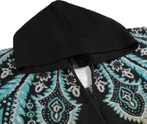 Vista 2 de Uyuni Poncho con volantes estilo chal bohemio para mujer, holgado, vintage
