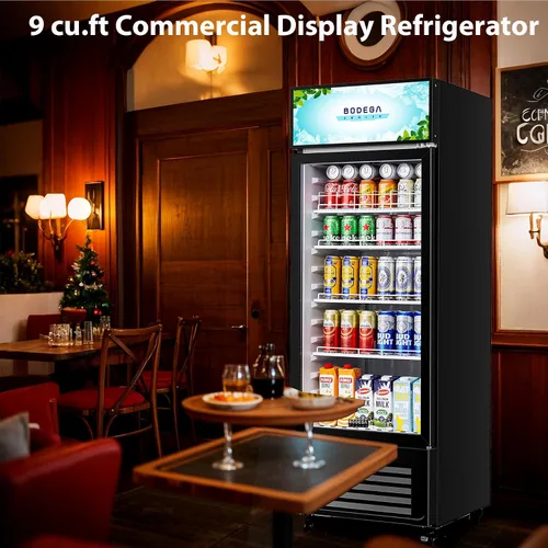 Vista 8 de Refrigerador y enfriador de bebidas comercial BODEGA BODEGACOOLER, refrigerador comercial para mercancía con luz LED suave, estantes ajustables